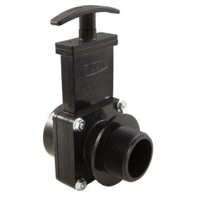 Gate Valve, 3 pc, Valterra, 1-1/2"s x 1-1/2"mpt, 45psi,Black|7105